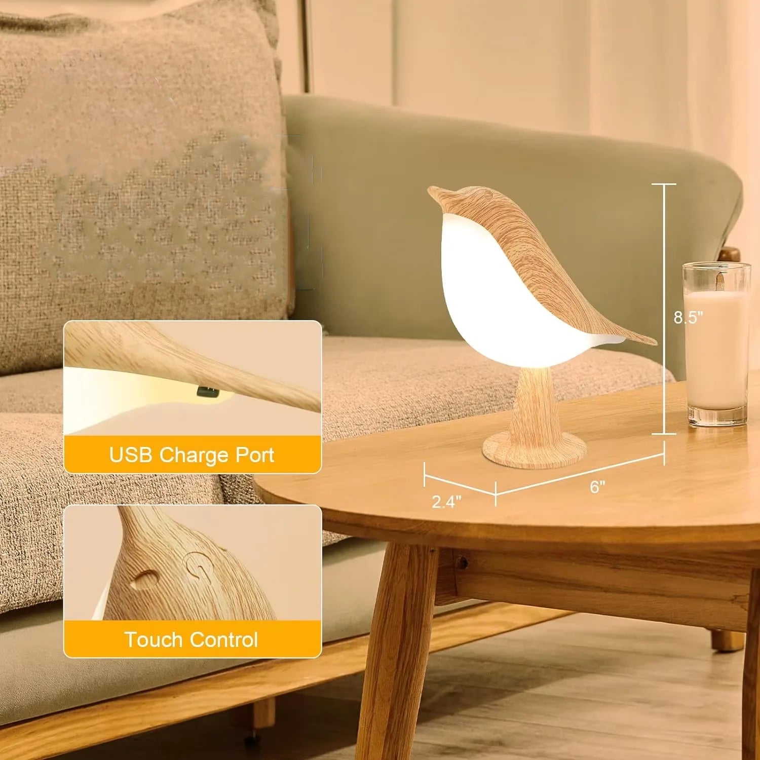 Art Deco Bird Touch Lamp