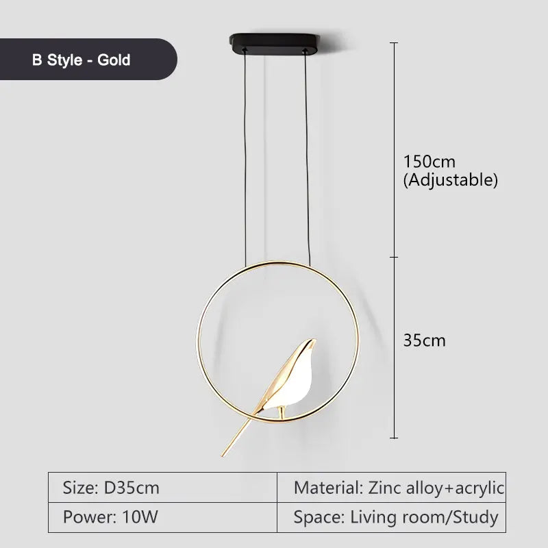 Magpie Bird Pendant Light