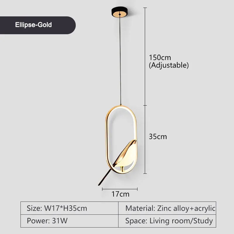 Magpie Bird Pendant Light