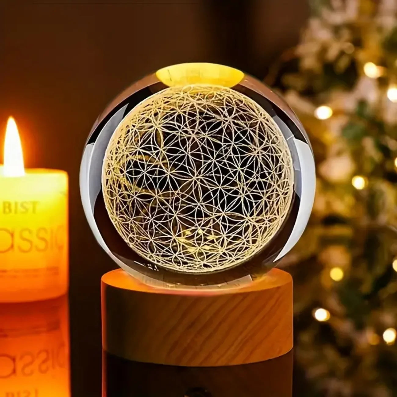 Flower of Life Crystal Lamp