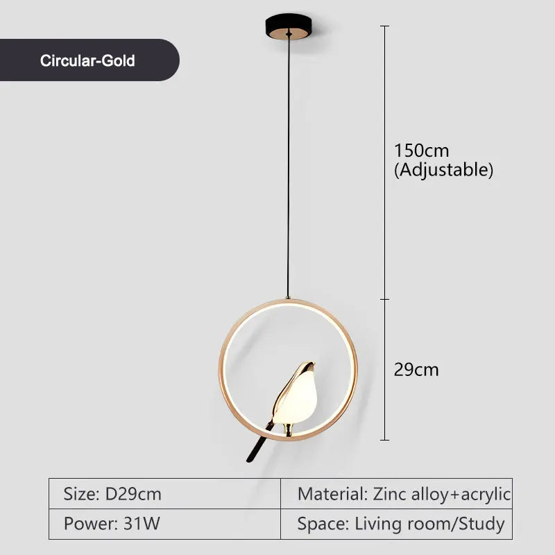 Magpie Bird Pendant Light