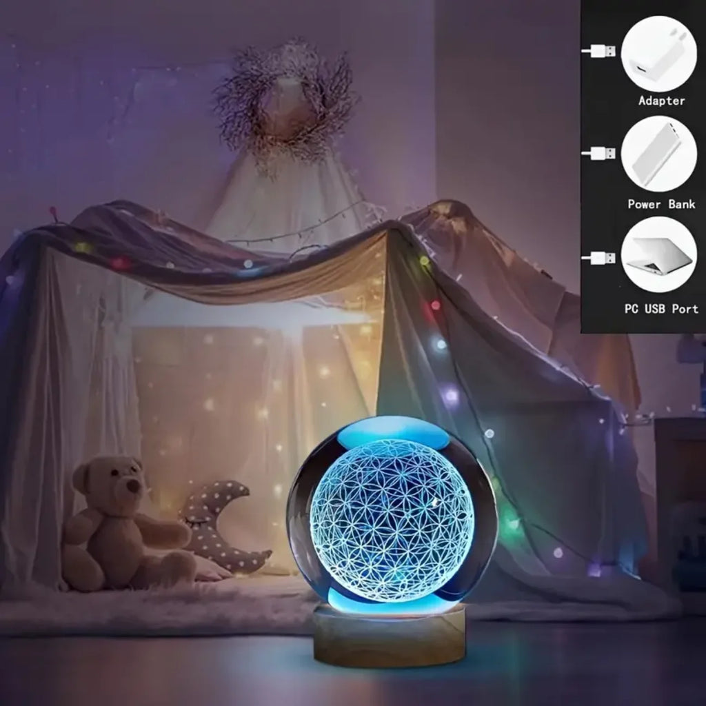 Flower of Life Crystal Lamp