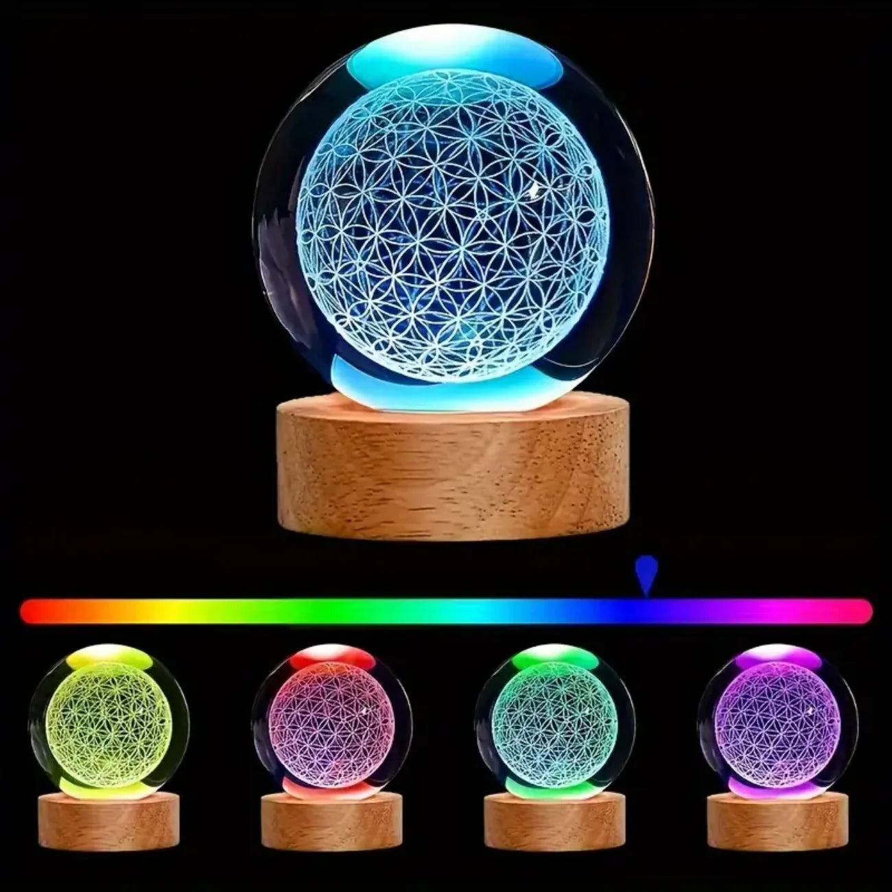 Flower of Life Crystal Lamp