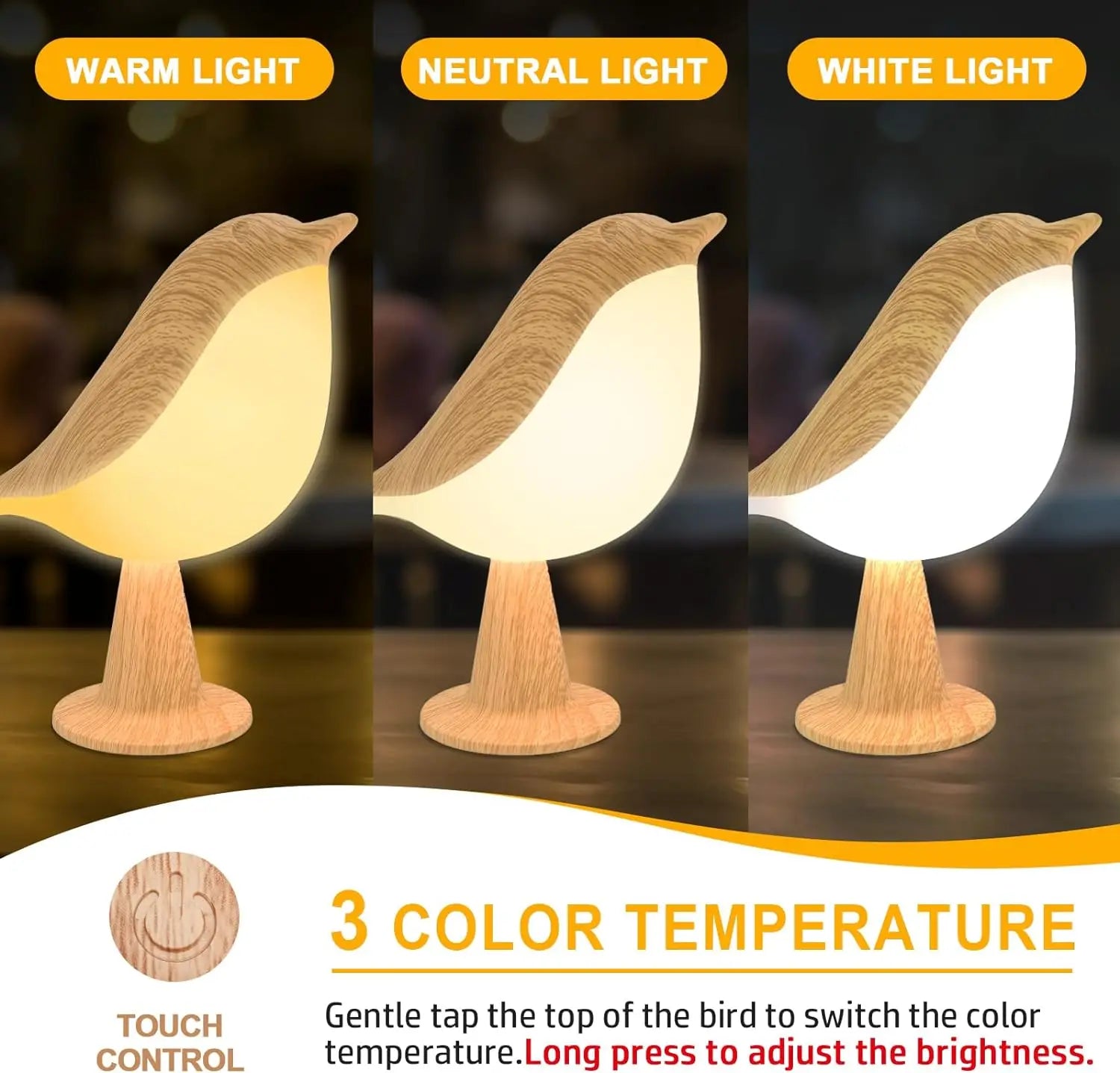 Art Deco Bird Touch Lamp