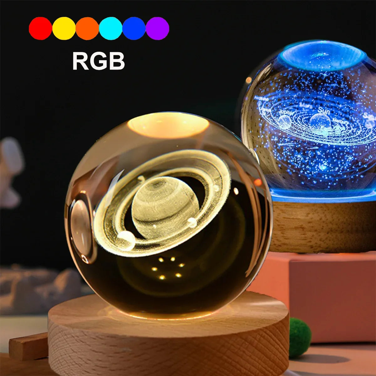 Crystal Solar System Lamp