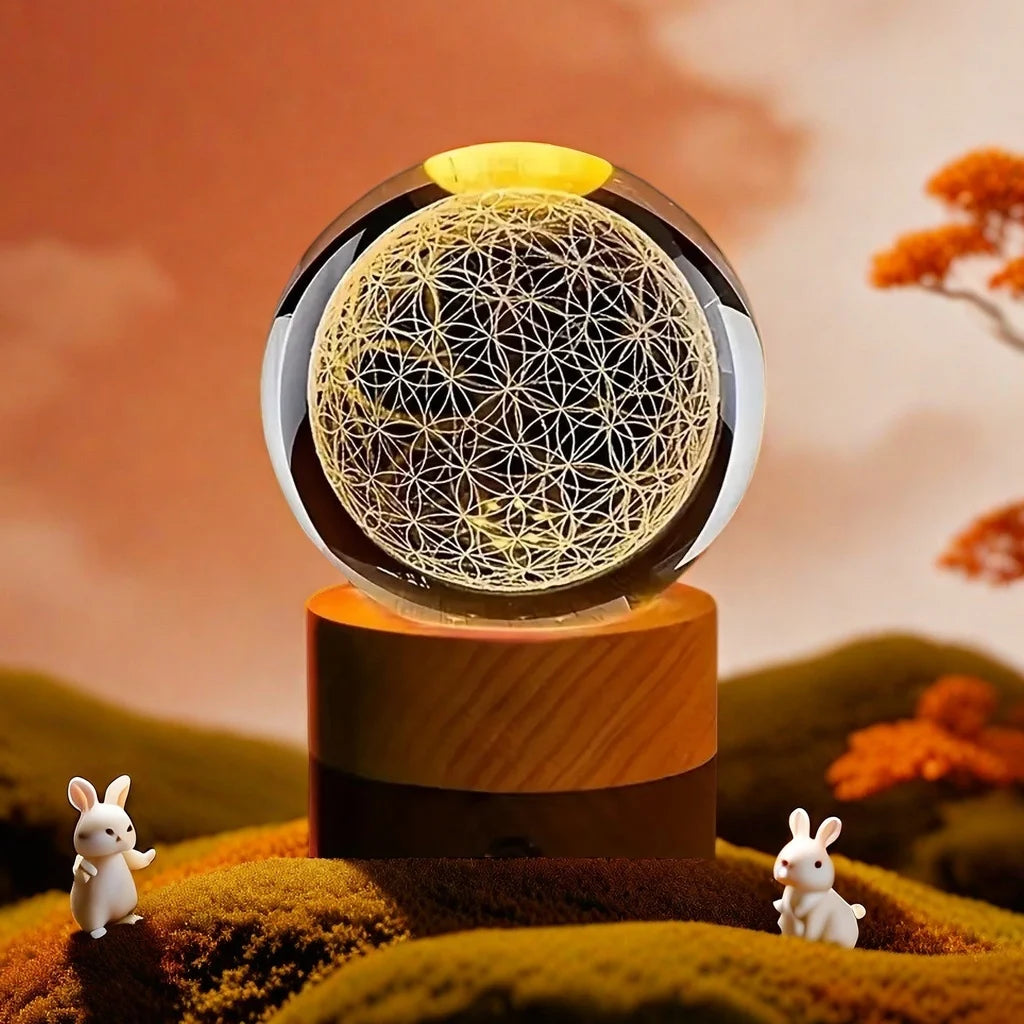 Flower of Life Crystal Lamp