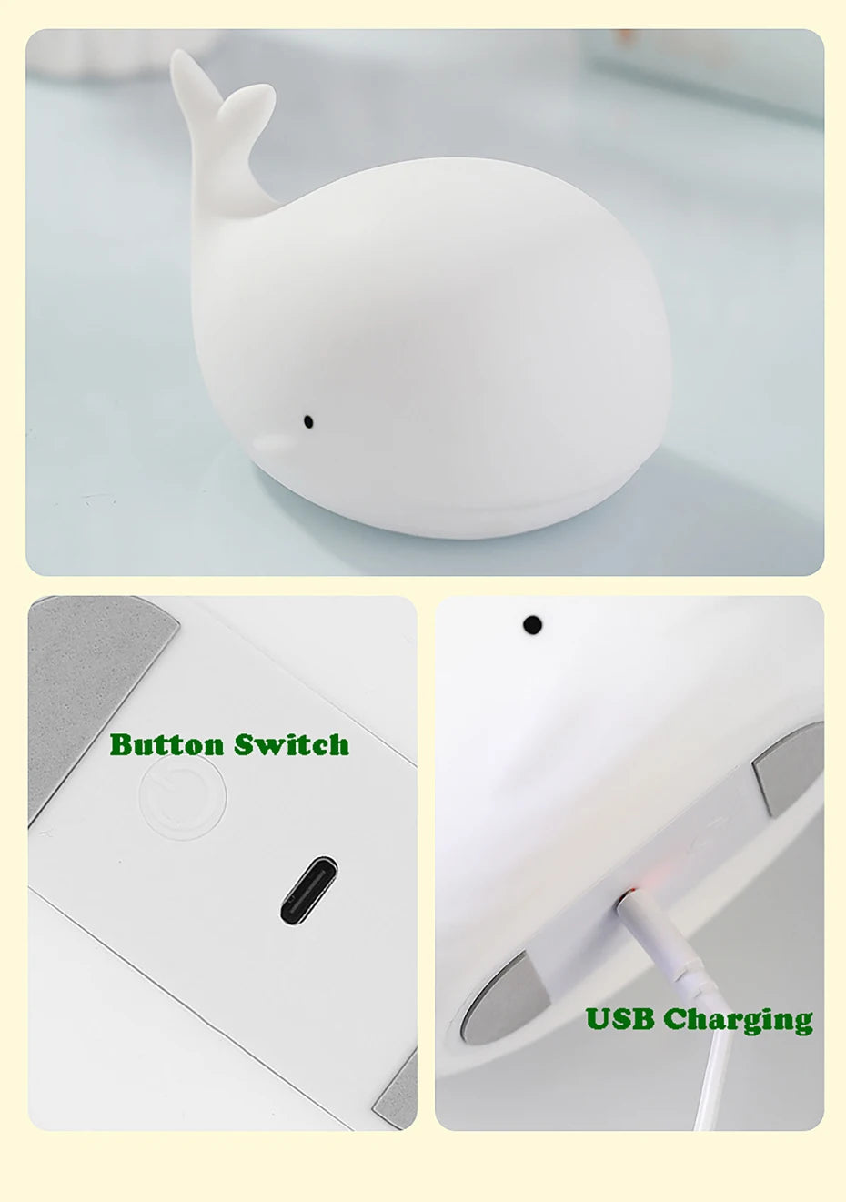 Cartoon Whale Night Light