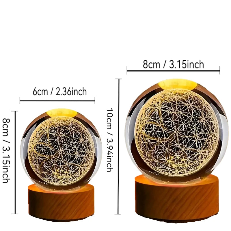 Flower of Life Crystal Lamp